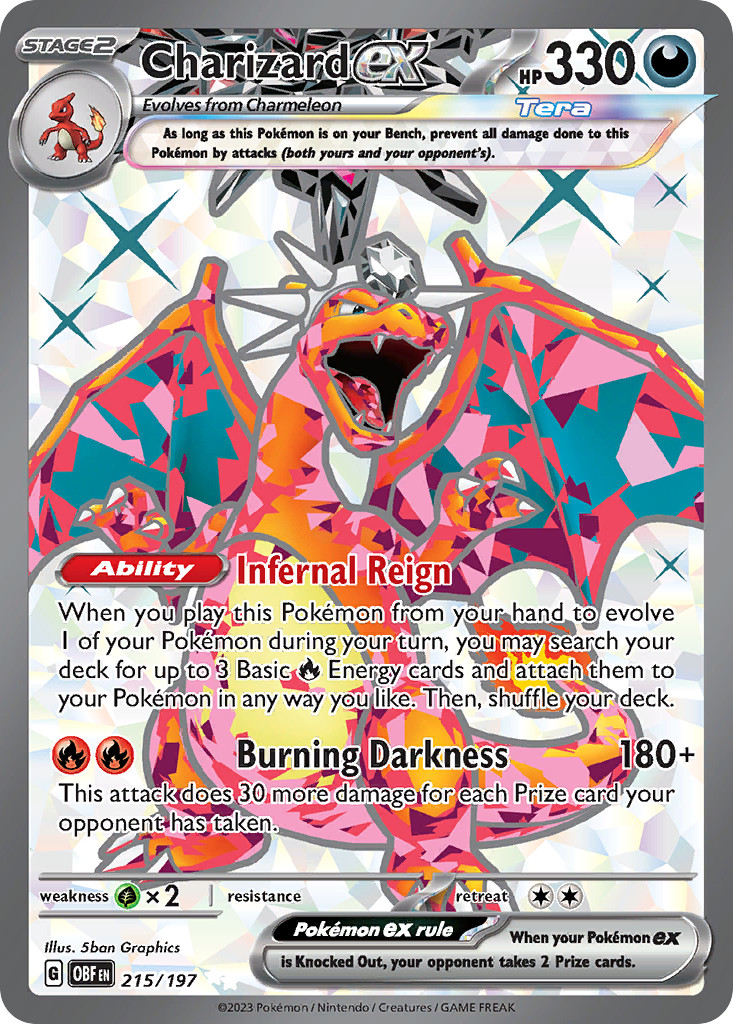 Charizard ex 215/197 Ultra Rare Obsidian Flames Pokemon Holo NM/M