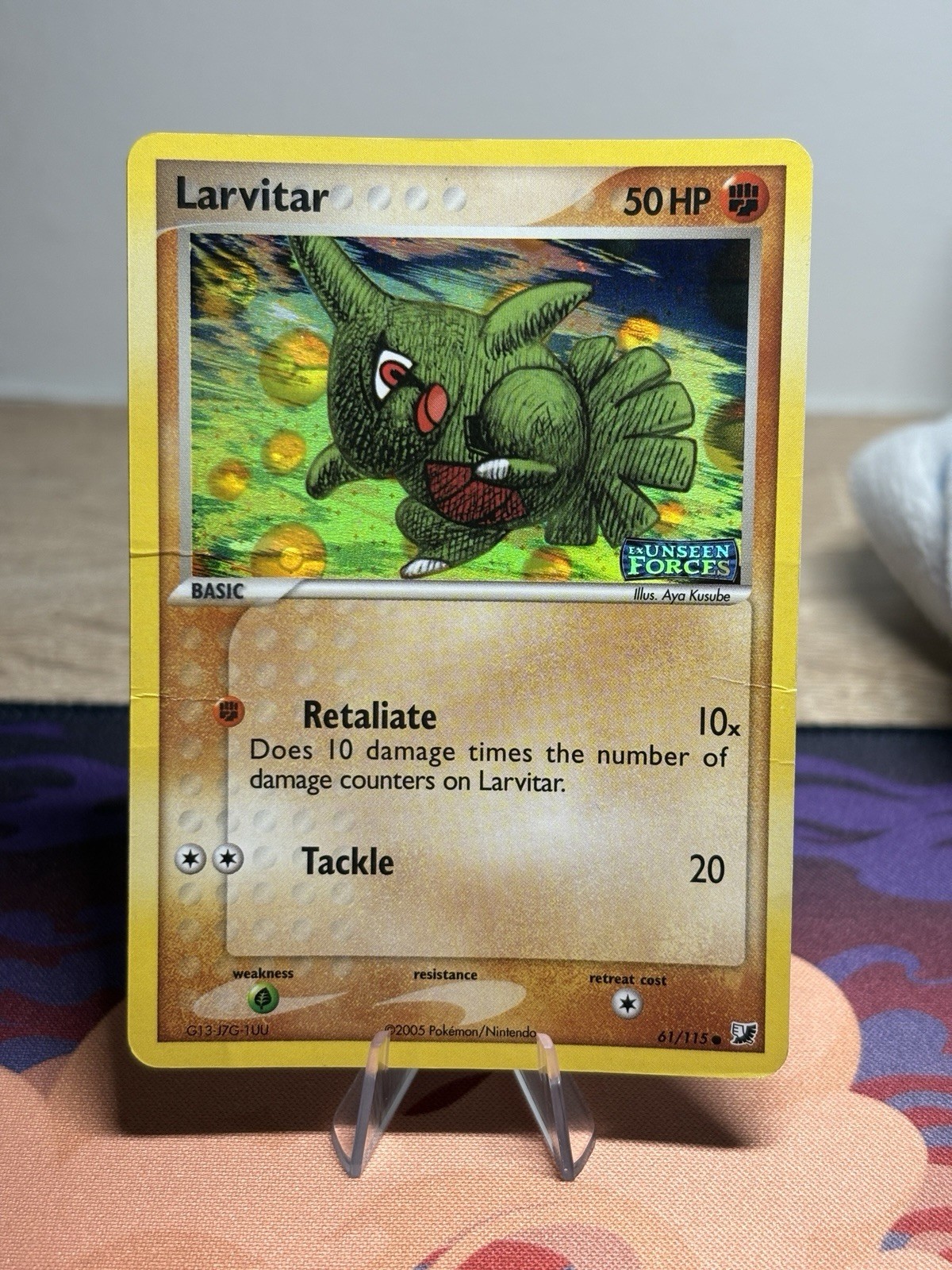 Larvitar 61/115 Ex Unseen Forces 2005 Stamped Reverse Holo Pokémon Card MP HP