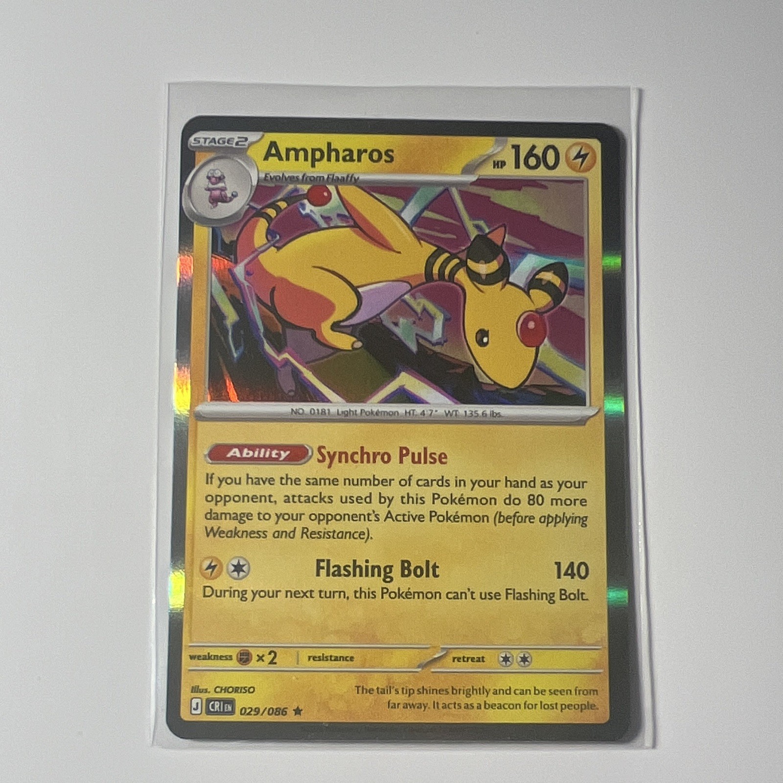 Pokemon Card – Ampharos 029/086 Chaos Rising HOLO Near Mint PSA 8 – 10 Maybe?