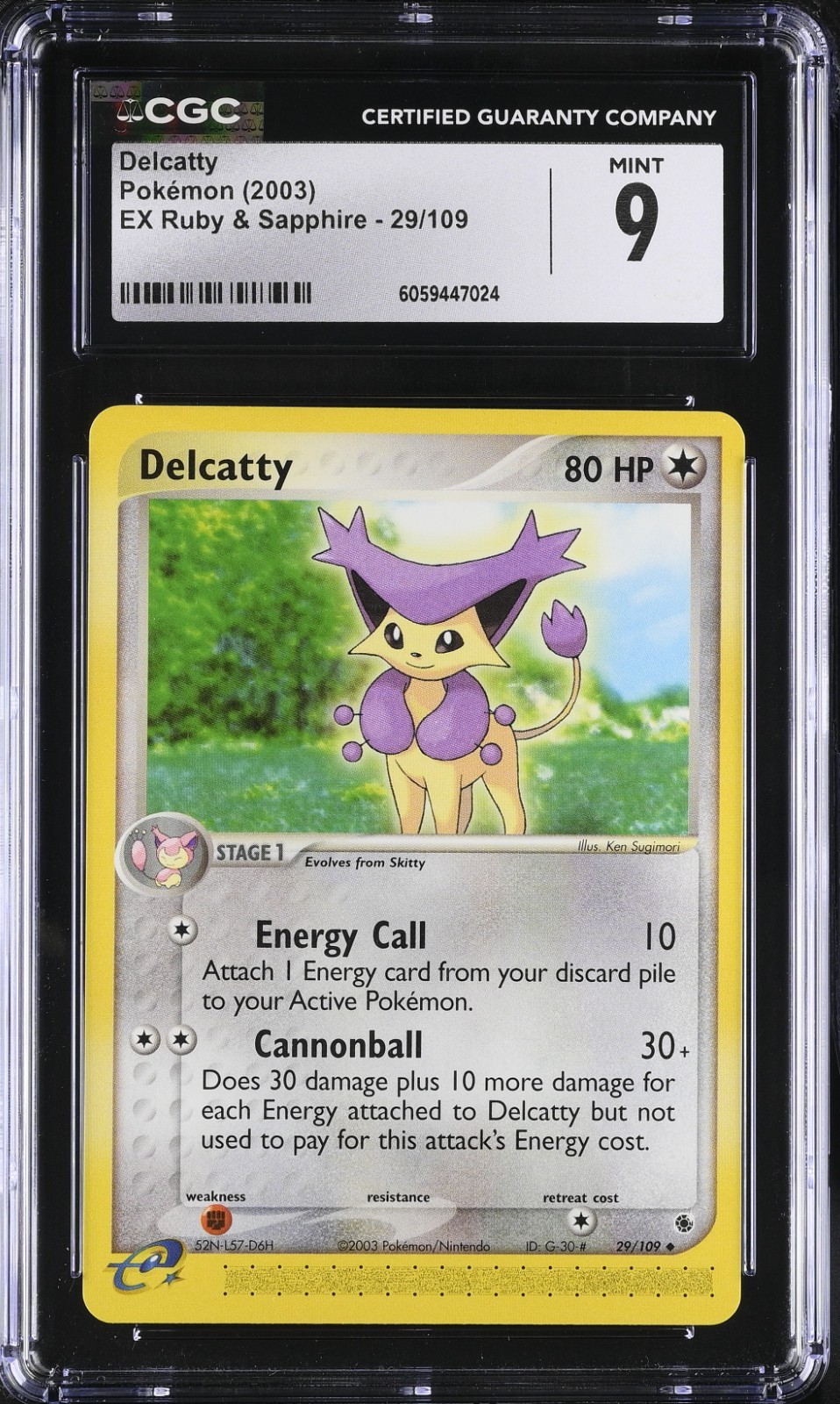 CGC 9 Delcatty 29/109 EX Ruby & Sapphire 2003 Pokemon Card