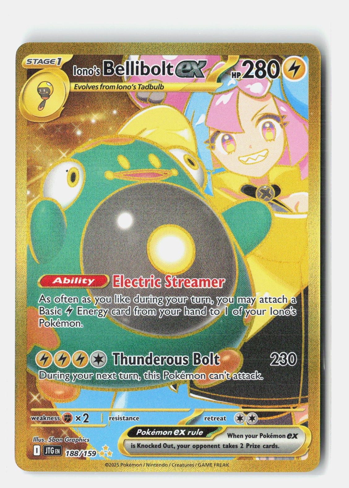 Iono’s Bellibolt ex Holo Hyper Rare SV09: Journey Together 188/159 NM