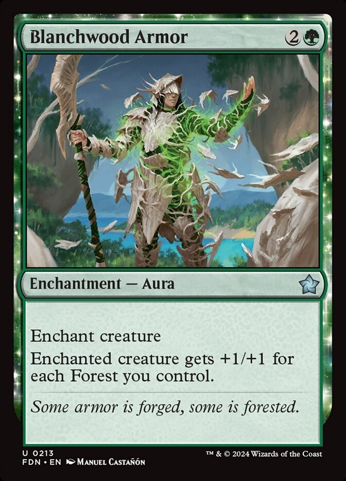 Blanchwood Armor 213 FDN 2024 Green Enchantment Aura Forest Castañón MTG WOTC EN