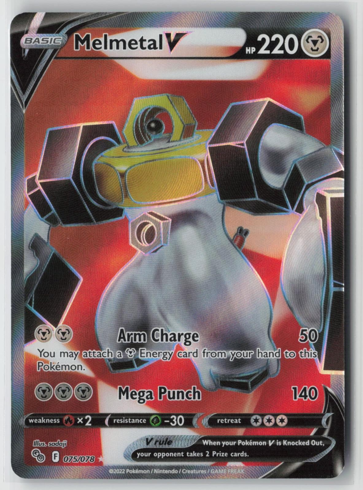 Melmetal V 075/078 Ultra Rare Pokemon GO Pokemon Holo Near Mint