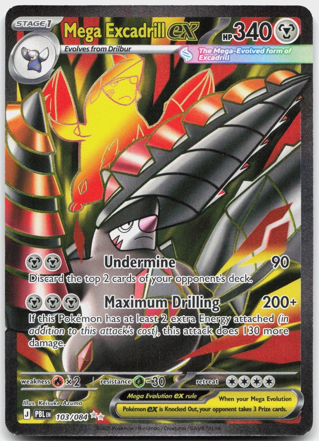 Mega Excadrill ex 103/084 Ultra Rare Pitch Black Pokemon Holo Near Mint