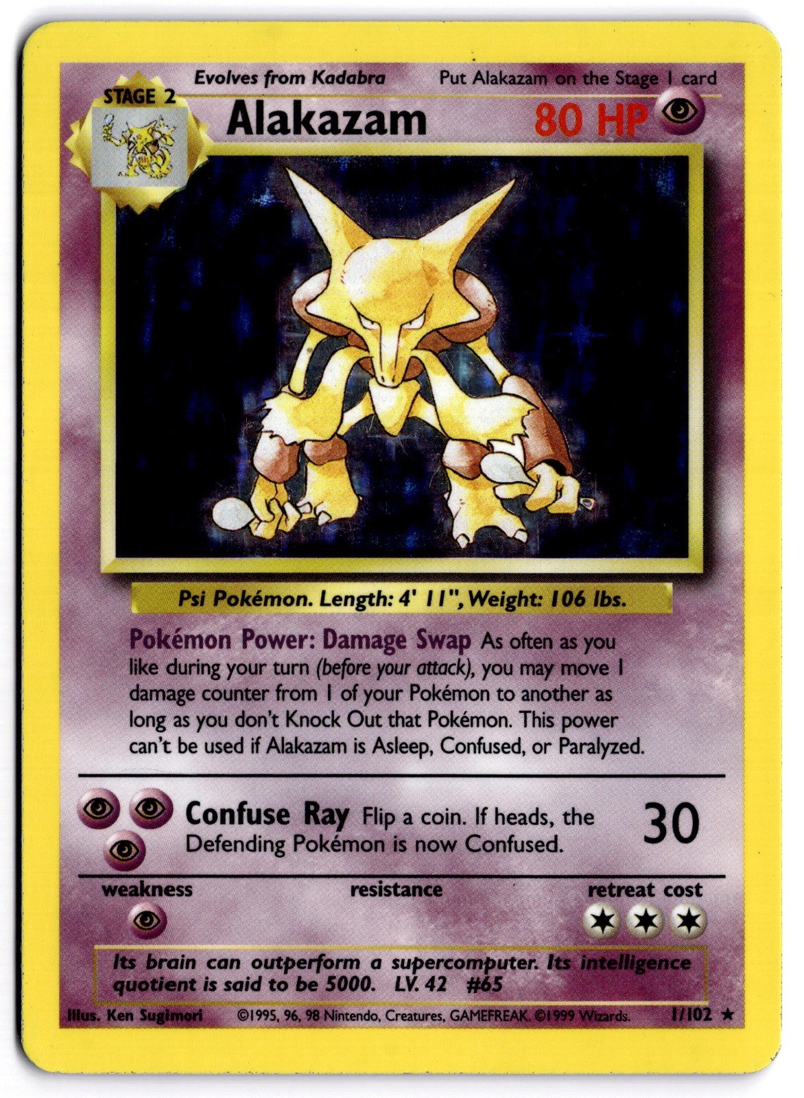 Alakazam 001/102 Holo Rare Holo – Base Set – LP