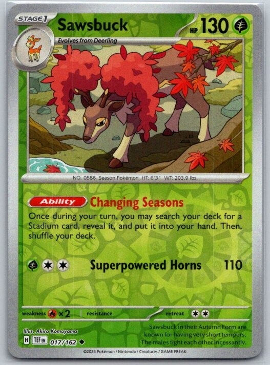 Sawsbuck 017/162 Uncommon Temporal Forces Pokemon Reverse Holo Near Mint