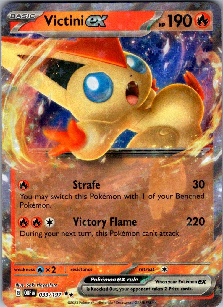 Victini ex Holo Double Rare SV03: Obsidian Flames 033/197 NM Saki Hayashiro