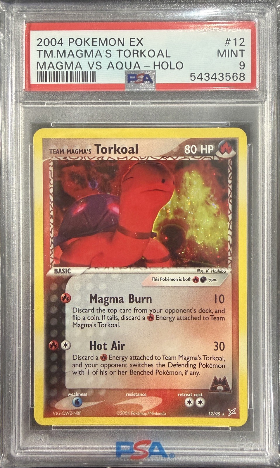 PSA 9 – 2004 Pokemon EX Team Magma Vs Team Aqua Team Magma’s Torkoal #12