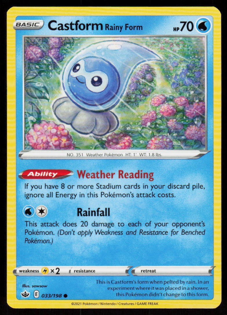 Castform Rainy Form 033/198 Common Chilling Reign Pokemon Near Mint