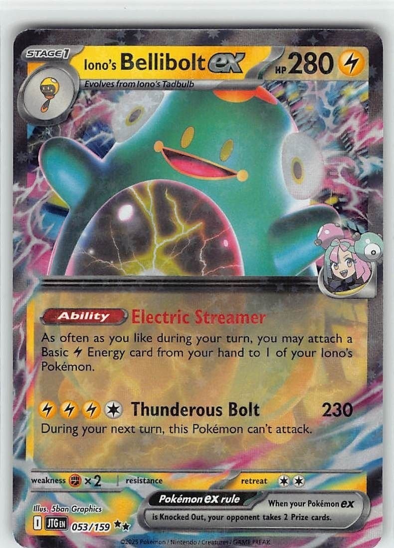 Iono’s Bellibolt ex Journey Together #53 Holo Pokemon TCG NM