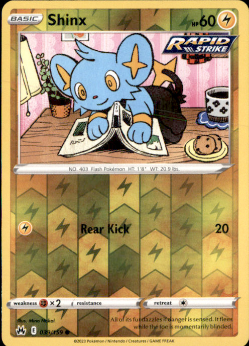 Shinx (39) Reverse Holo Common SWSH: Crown Zenith 039/159 NM Mina Nakai 2023