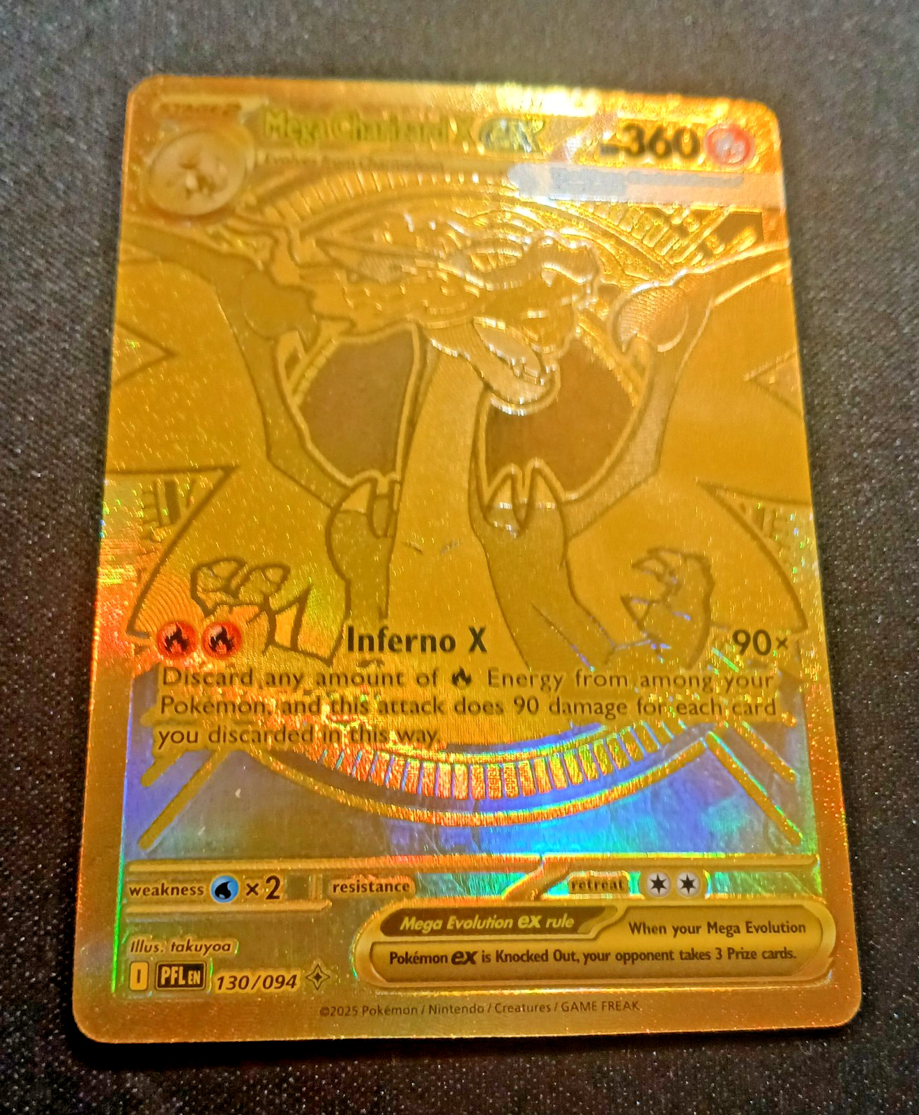 Pokémon TCG, Mega Charizard X EX 130/094 Gold Phantasmal Flames, Mega Hyper Rare