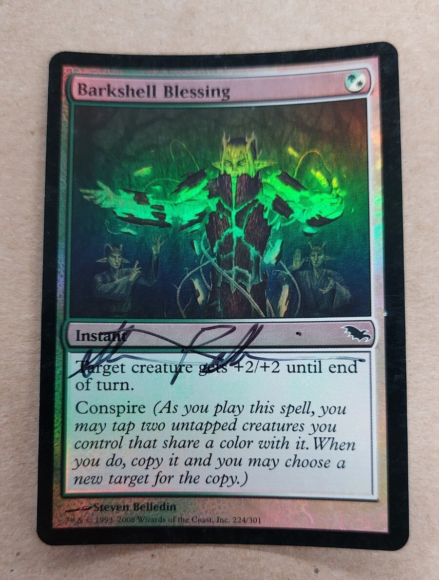UNPLAYED SIGNED FOIL Barkshell Blessing Shadowmoor NM STEVEN BELLEDIN EDH CUBE