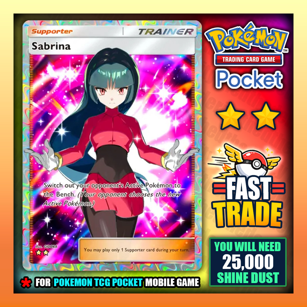 Sabrina – Pokemon TCG Pocket – Full Art – 2 Star Card – Fast Trade – English ✅