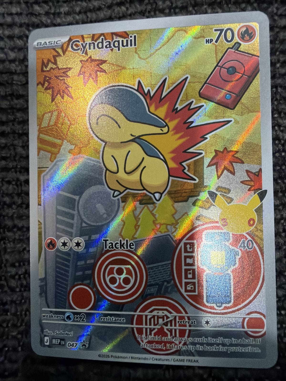 Pokemon Cyndaquil Promo Holo Full Art Card 047 Mega Evolution Set HP 70 EN 2026