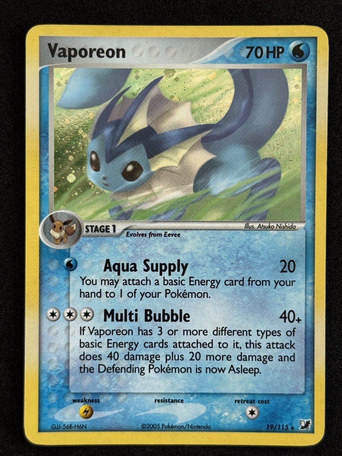 Pokémon Vaporeon TCG Unseen Forces 19/115 Holo Rare 2005 70 HP English