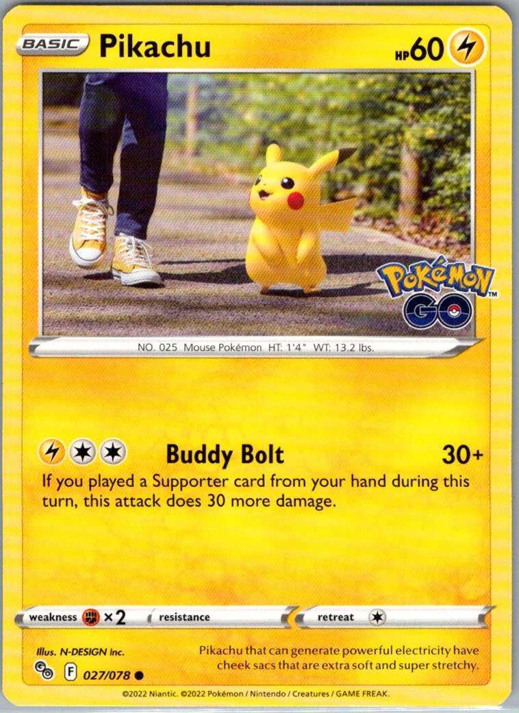 Pikachu (27) 027/078 Normal Pokemon GO N-DESIGN Inc. LP – NM
