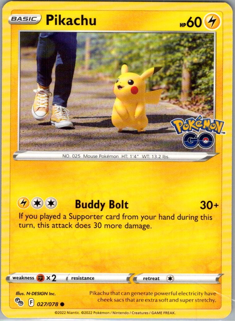 Pikachu (27) 027/078 Normal Pokemon GO N-DESIGN Inc. LP – NM