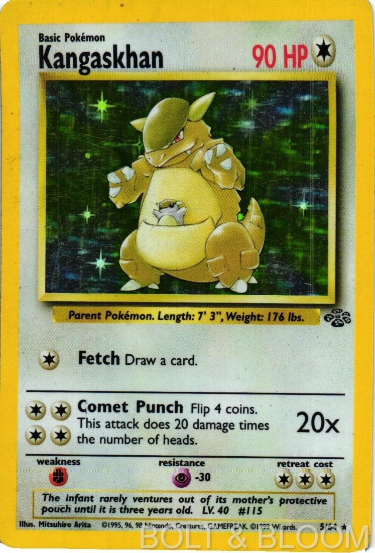 Kangaskhan 5/64 Rare Jungle Pokemon Unlimited Holo Heavily Played