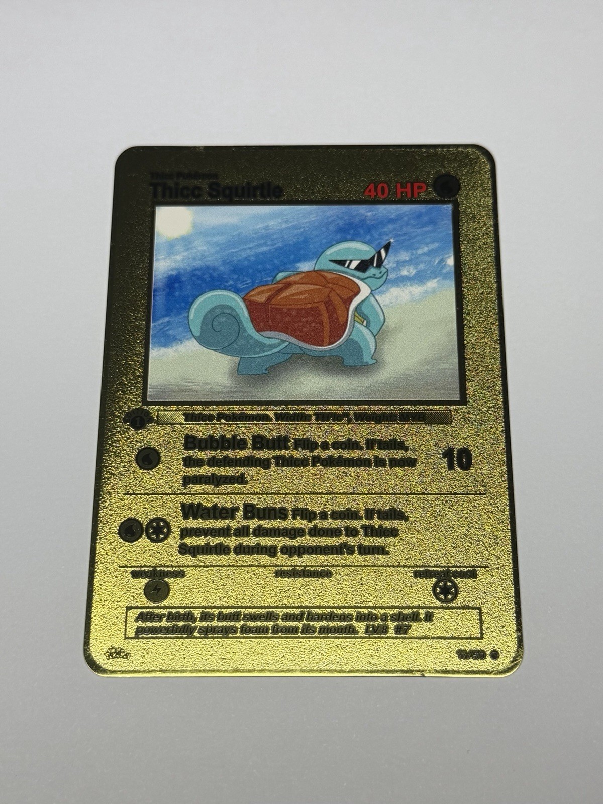 Thicc Squirtle Gold Metal High Quality Fan Art Card Funny Collectible Gift Mint