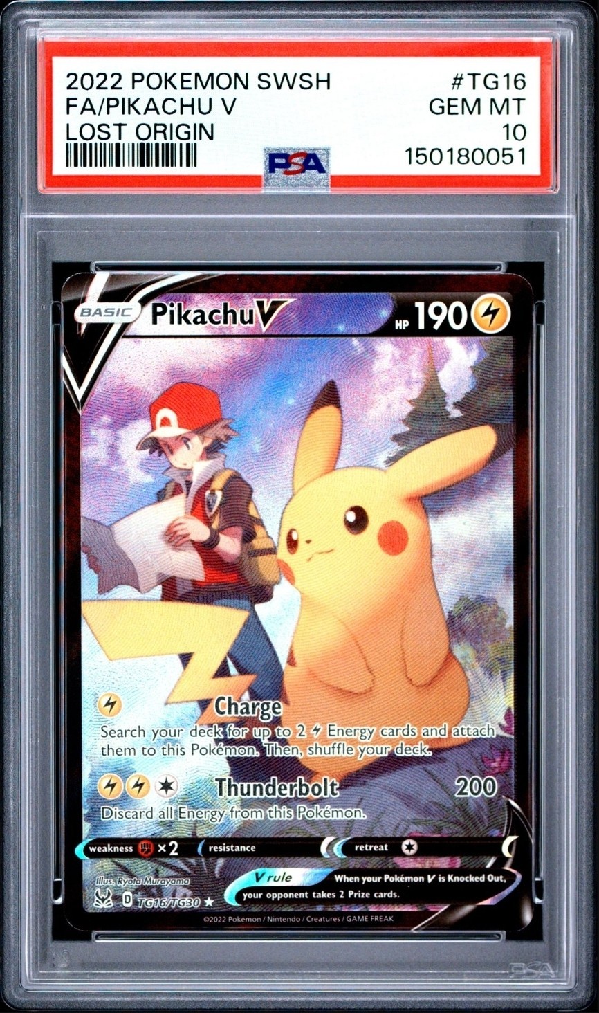 Pokemon Pikachu v Trainer Gallery TG16/TG30 Sword & Shield Lost Origin PSA10