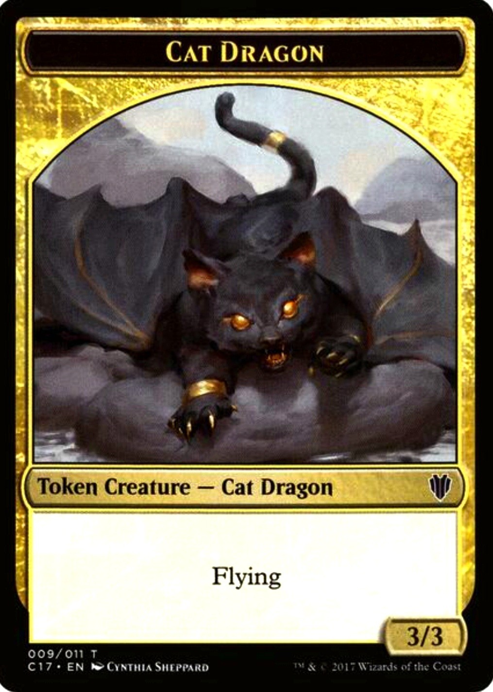 X 1 Cat Dragon Token Dragon NM-M C17 009 MTG Magic The Gathering