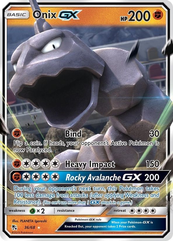Onix GX – 36/68 – Pokemon Hidden Fates Sun & Moon Ultra Rare Card NM