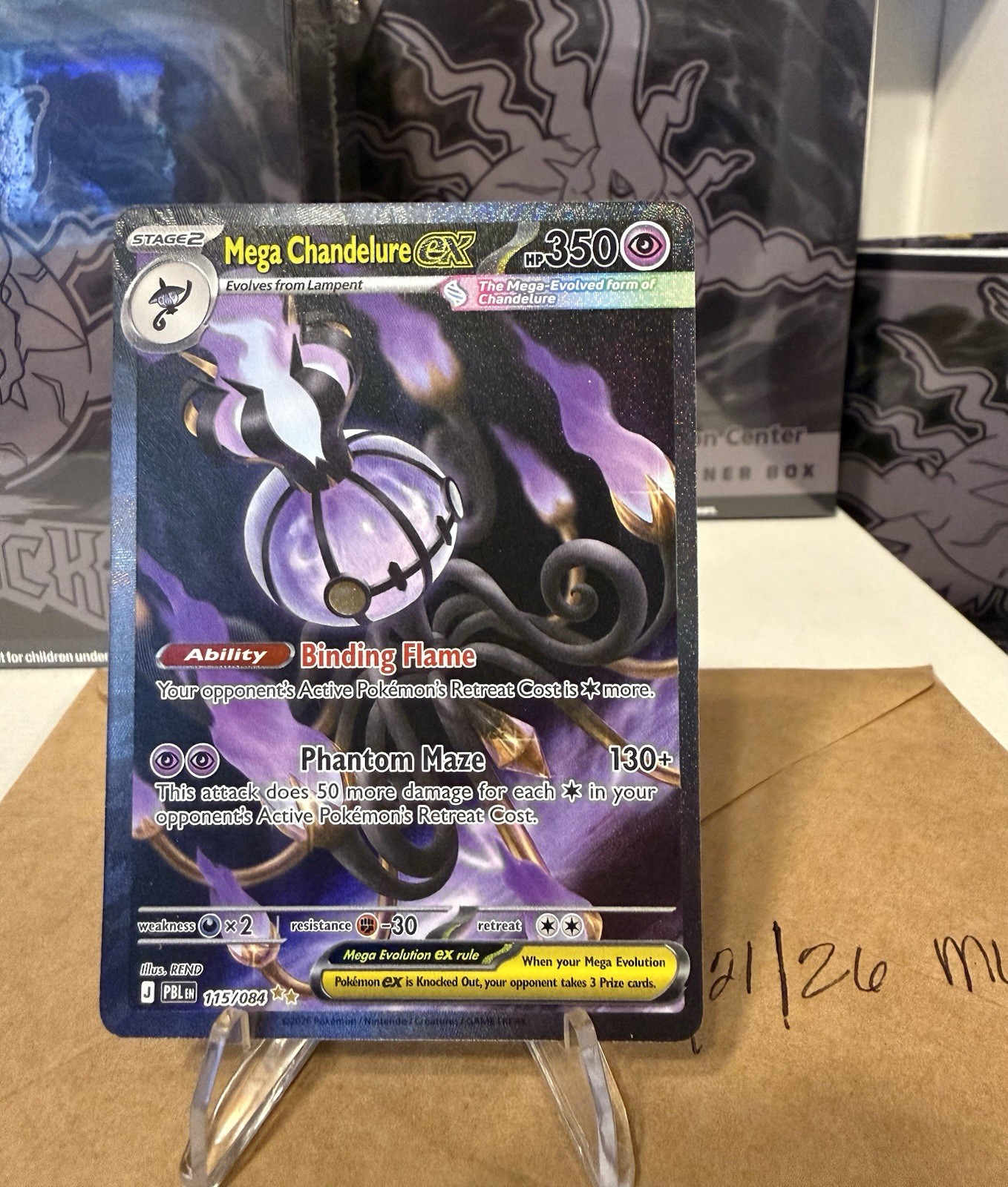 Pitch Black Mega Chandelure EX 115/084 PBLEN Full Art Holo Rare Stage 2 350 HP