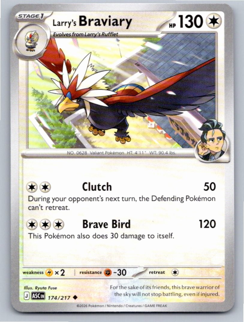 POKEMON LARRY’S BRAVIARY ASCENDED HEROES 174/217 UNCOMMON NM A22844 FREE S&H