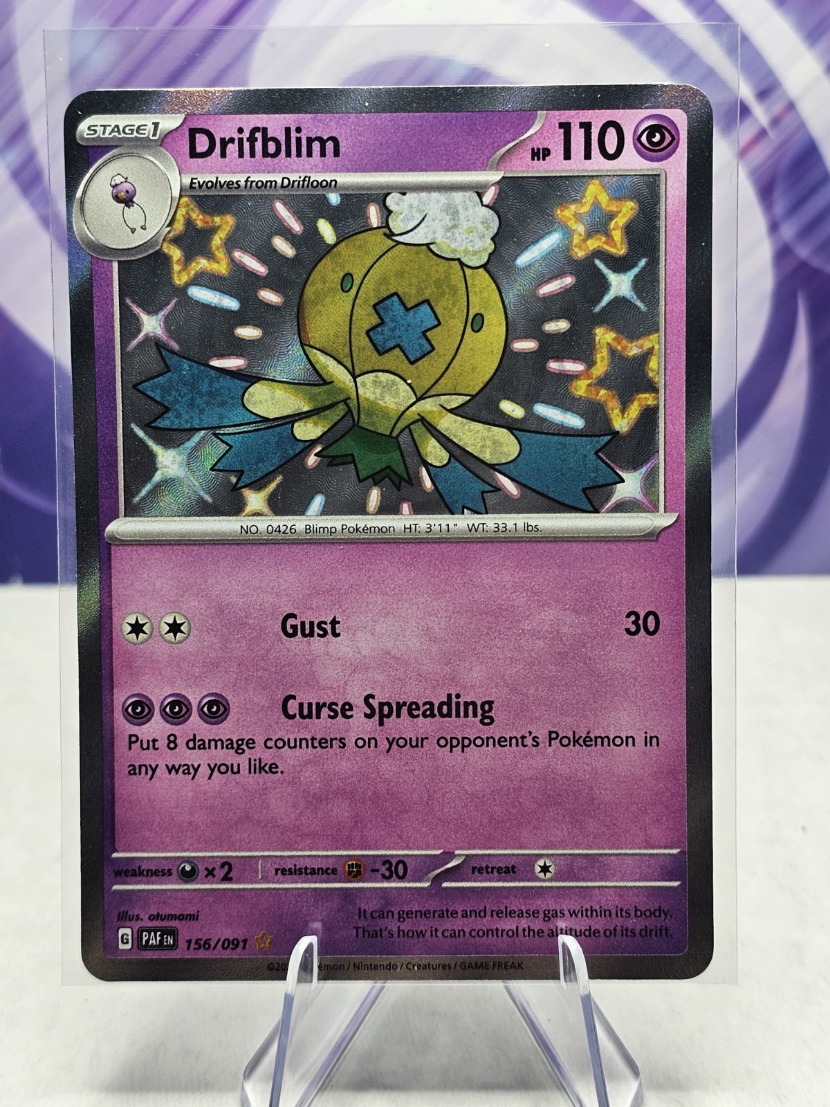 Drifblim Holo Shiny Rare SV: Paldean Fates 156/091 NM