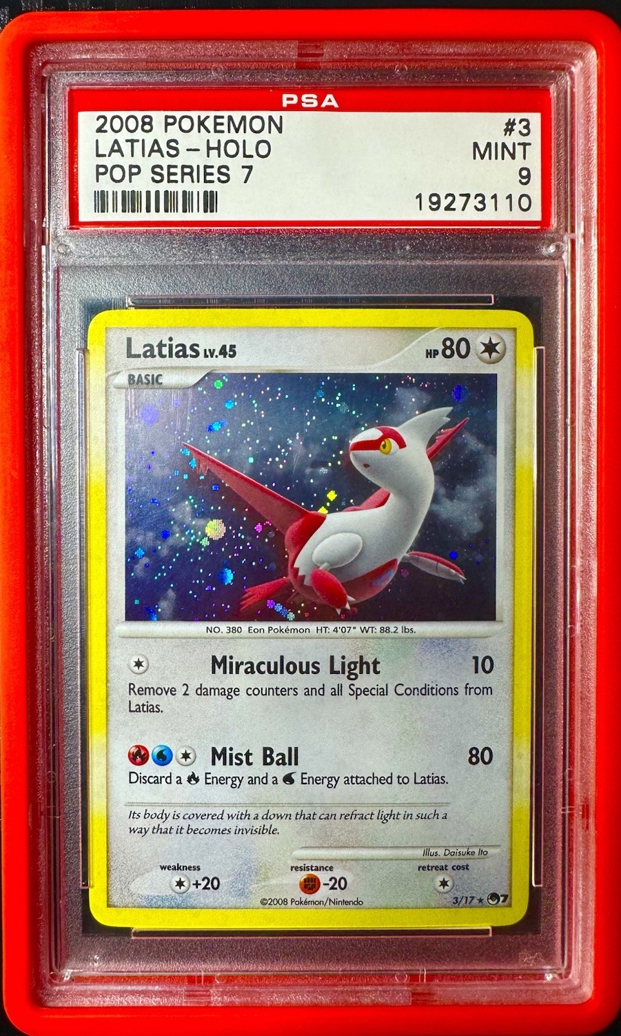 Latias 003/017 POP Series 7 Holo Pokemon 2008 PSA 9
