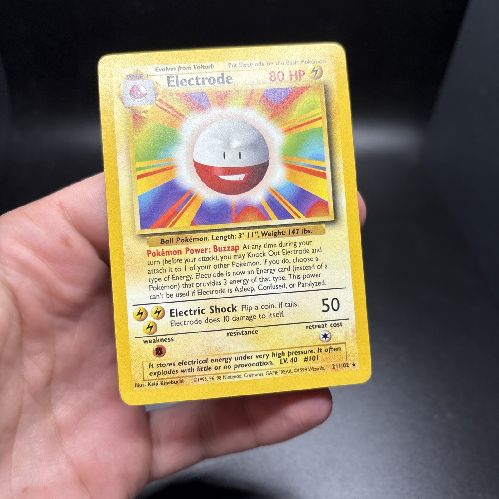 Pokemon: Electrode #21/102 Rare Base Set WOTC 1999 Non-holo Vintage LP -j