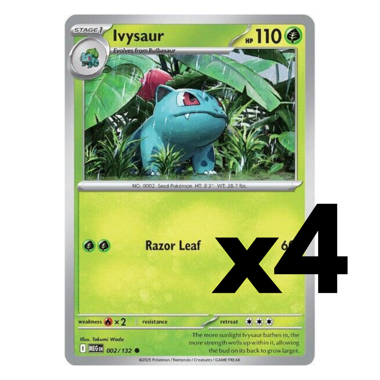 4x Ivysaur – 002/132 – ME01: Mega Evolution Pokemon Playset x4