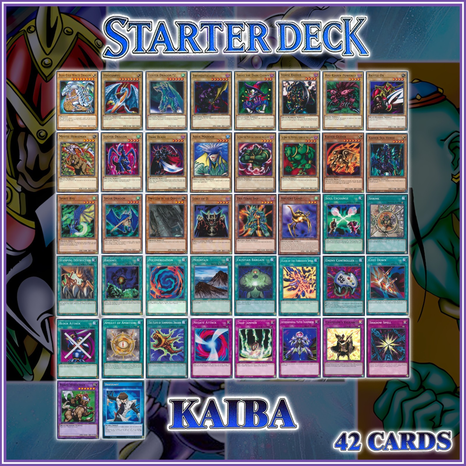 KAIBA DUELIST KINGDOM STARTER DECK 42 Blue Eyes Saggi Vorse Ox La Jinn YuGiOh