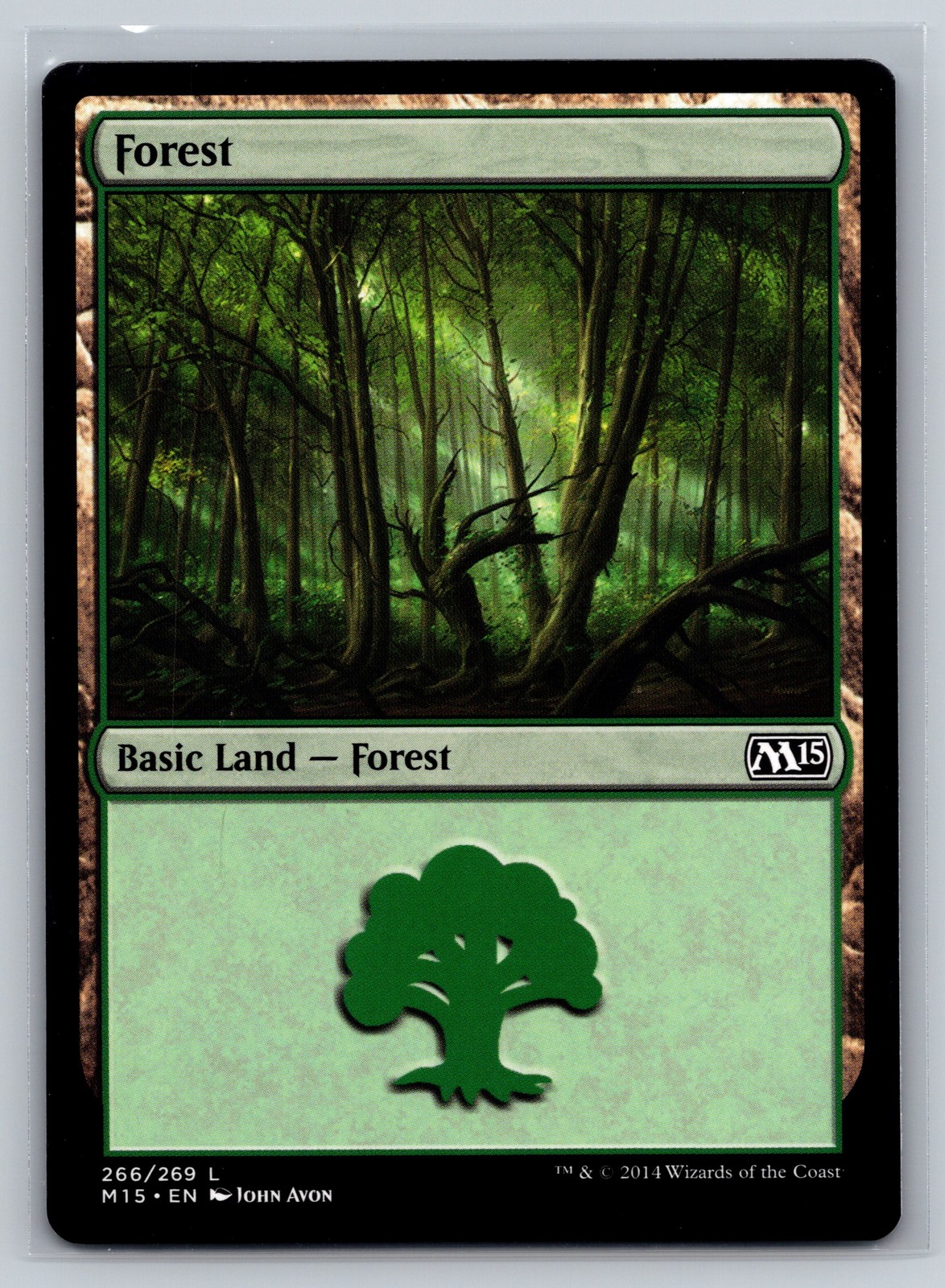 MTG Forest 266/269 L M15 Core Set Basic Land Green Mana John Avon Artwork 2014