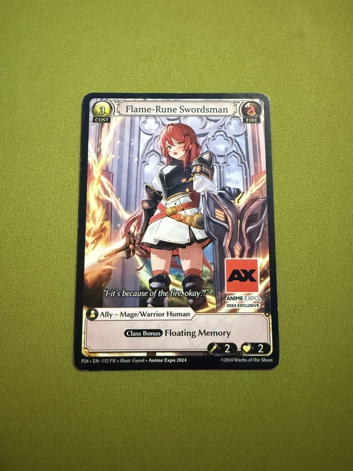 Flame-Rune Swordsman Non-Holo Promo Card Anime Expo 2024 Exclusive Grand Archive