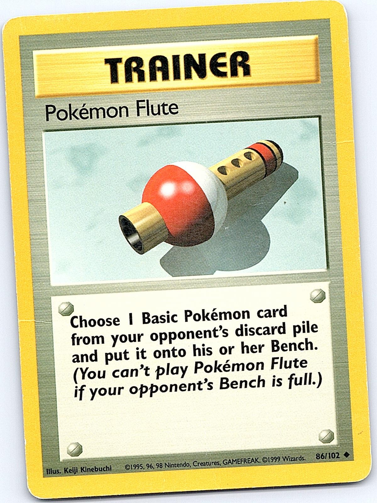 Pokemon Flute 86/102 Uncommon Base Set Unlimited Pokemon Damaged