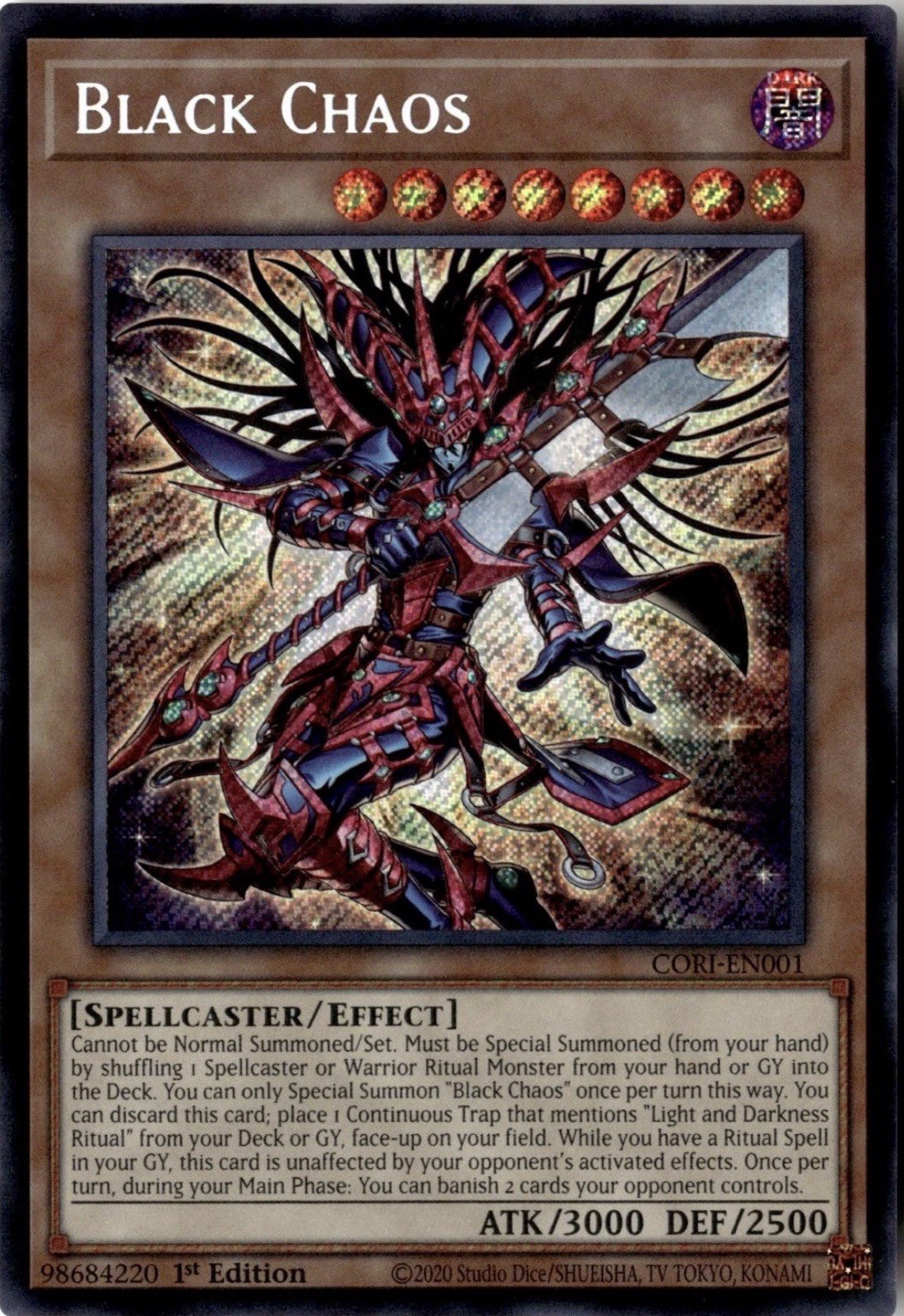 Black Chaos CORI-EN001 Secret Rare Yu-Gi-Oh 1st Edition Near Mint