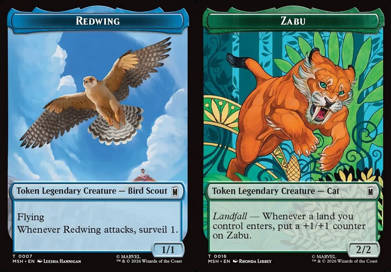 MTG Marvel Super Heroes TOKEN Redwing #0007 Zabu #0016