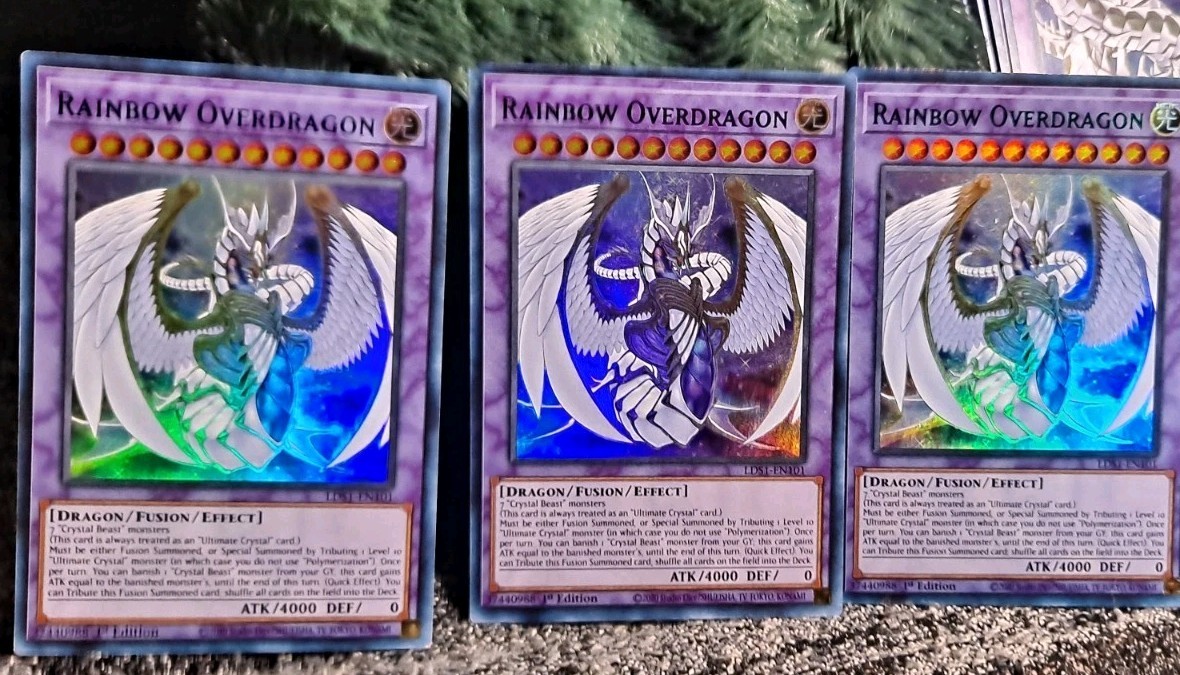 3x Copys Yugioh: Rainbow Overdragon – LDS1-EN101 – Green,Blue,Purple