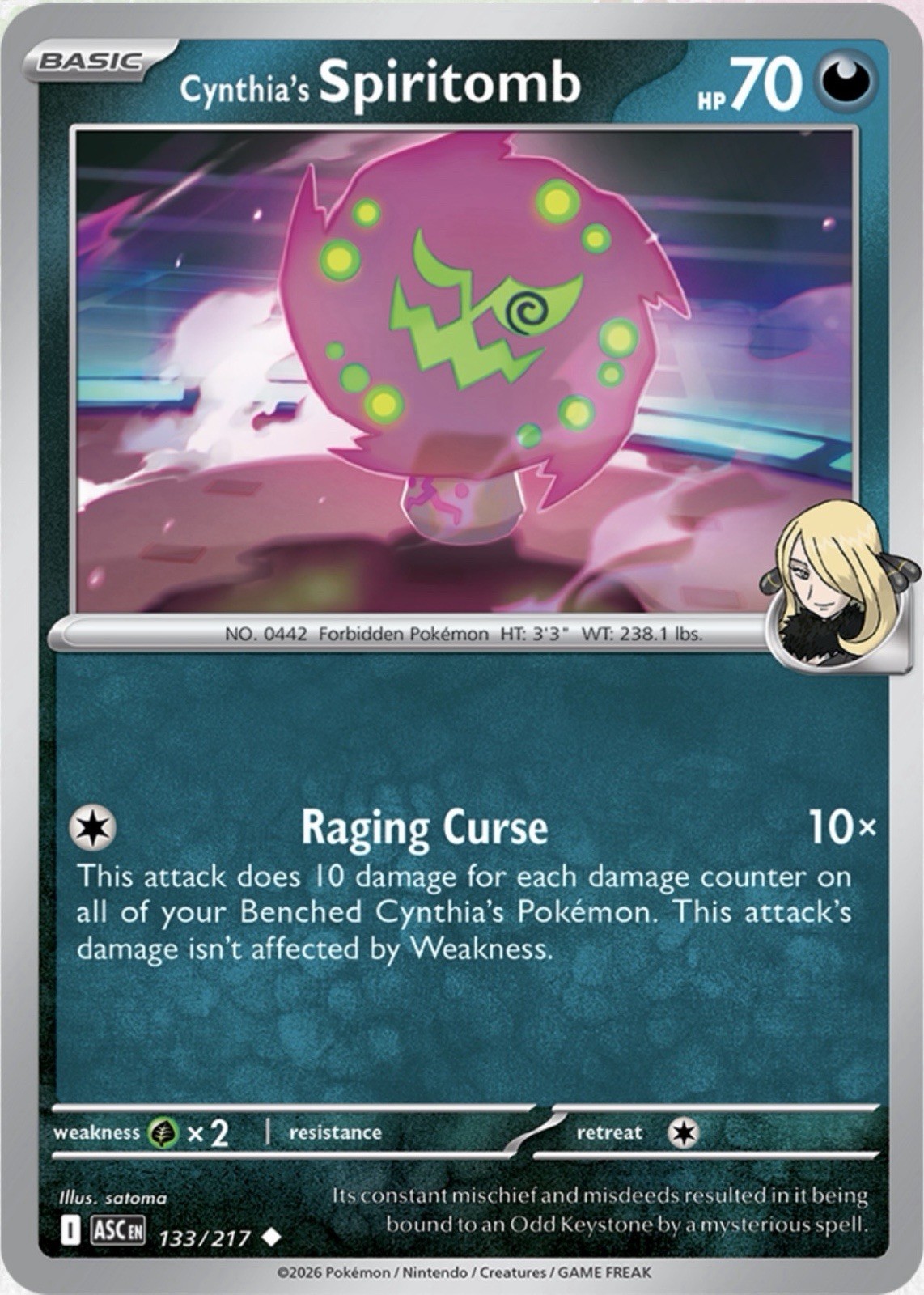 Cynthia’s Spiritomb 133/217 Pokémon ME: Ascended Heroes Uncommon Regular 2026 NM