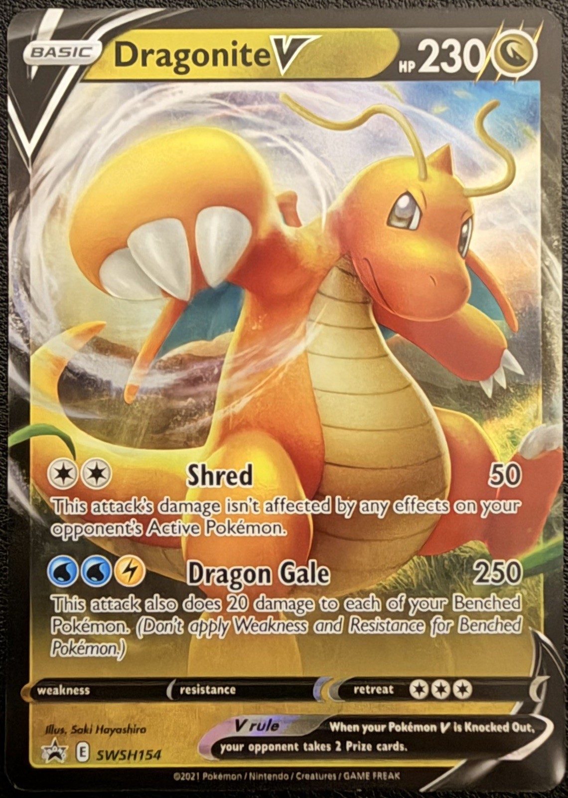 Pokemon TCG Dragonite V Sword & Shield Black Star Promo Holo Card #SWSH154