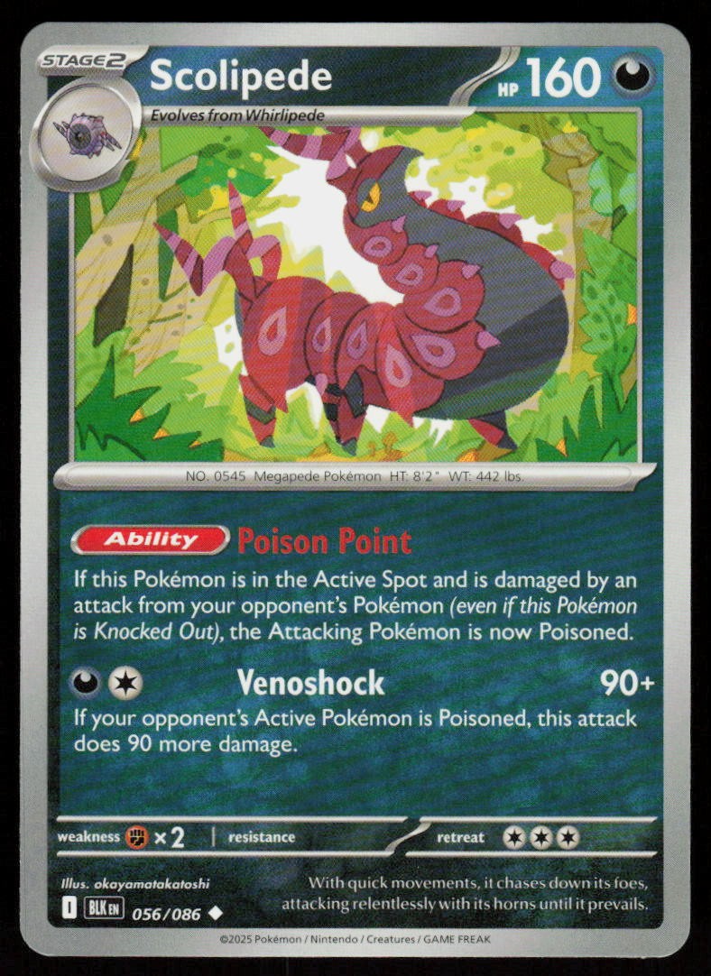 Scolipede 056/086 Uncommon Black Bolt Pokemon Near Mint