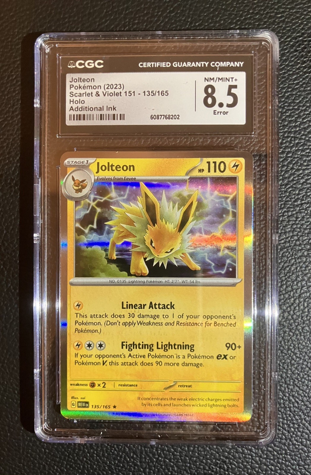Pokemon TCG Ink Bleed Error Jolteon CGC 8.5 Scarlet Violet 151 135/165