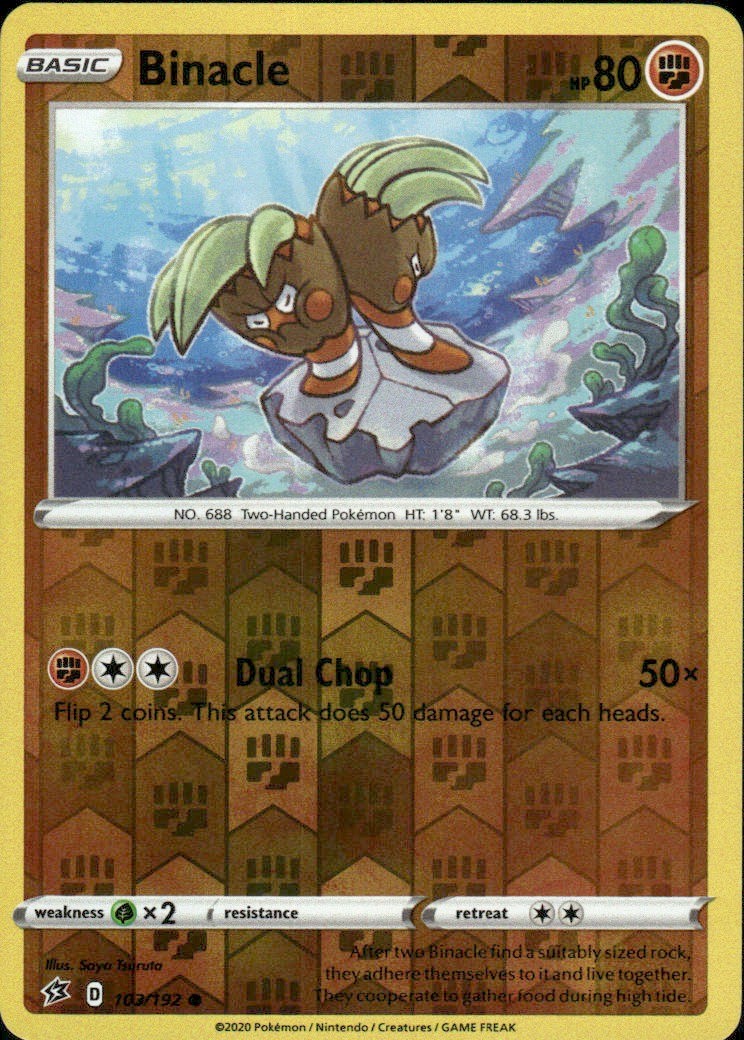 BINACLE 103/192 REBEL CLASH COMMON REVERSE HOLO POKEMON