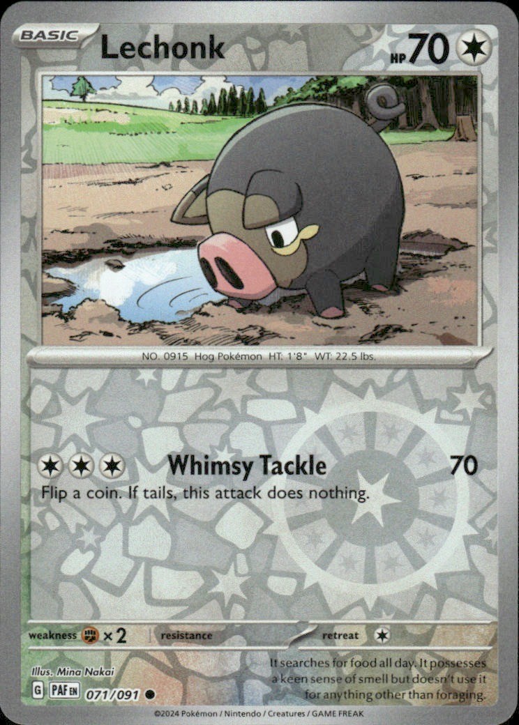 LECHONK 071/091 PALDEAN FATES COMMON REVERSE HOLO POKEMON MINA NAKAI