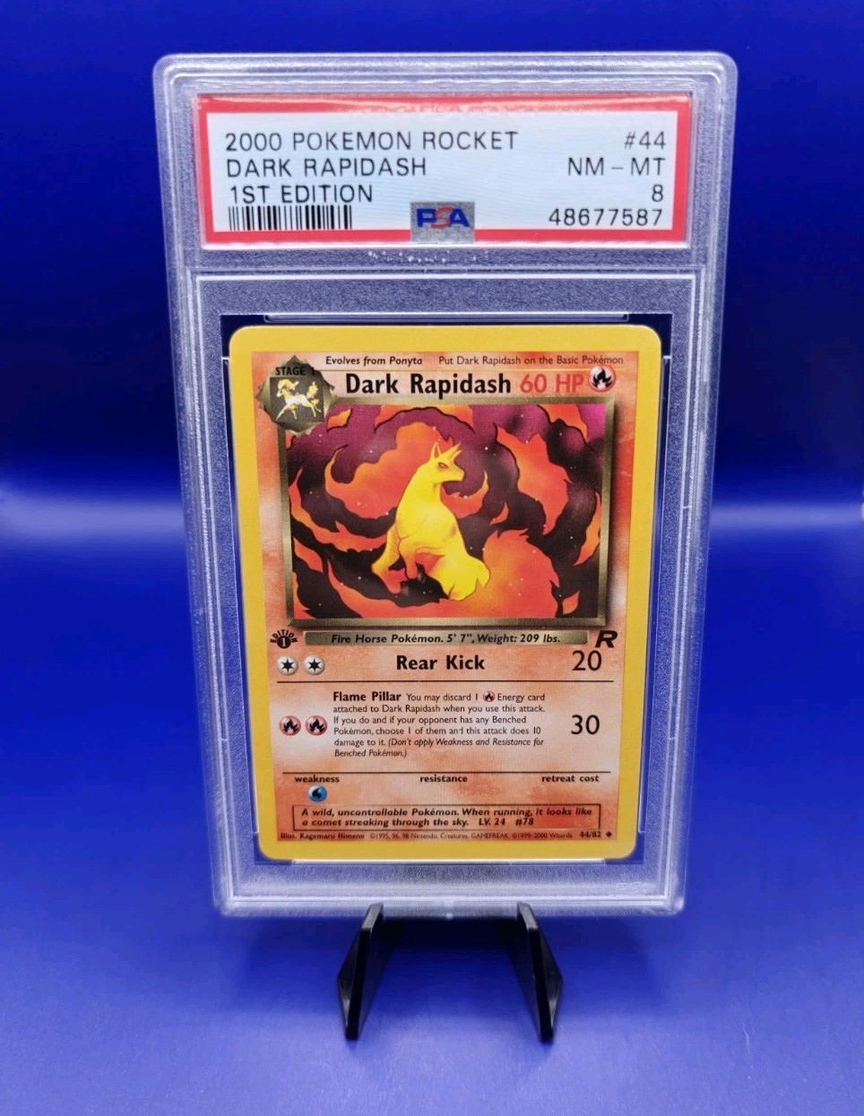 Dark Rapidash 44/82 1st Edition Team Rocket Pokemon Card TCG 2000 Graded PSA 8