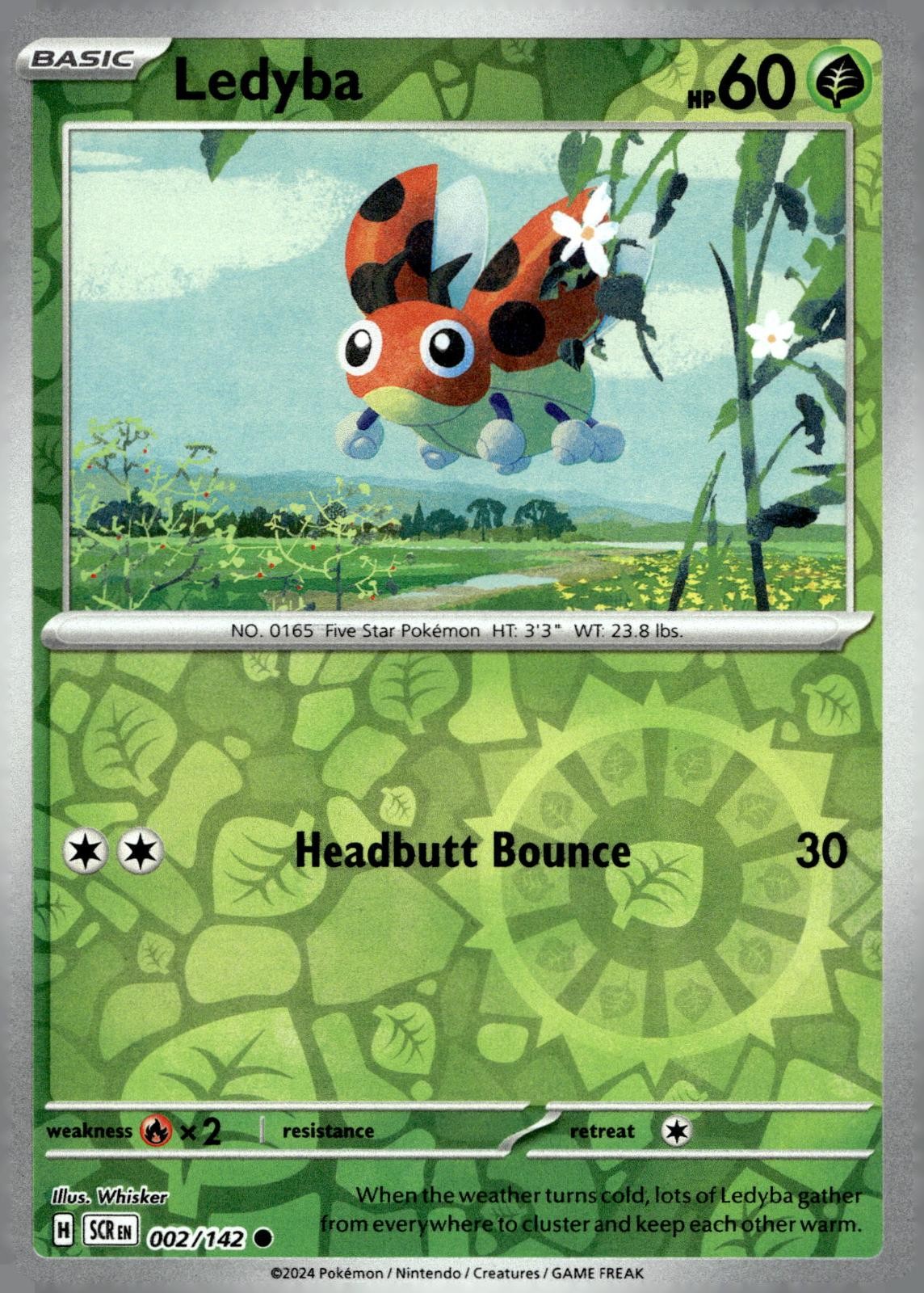 Ledyba 2/142 Common Stellar Crown Pokemon Reverse Holo Near Mint