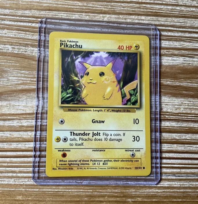 Pikachu 58/102 NM Near Mint Yellow Cheeks Base Set Pokemon Card WOTC 1999