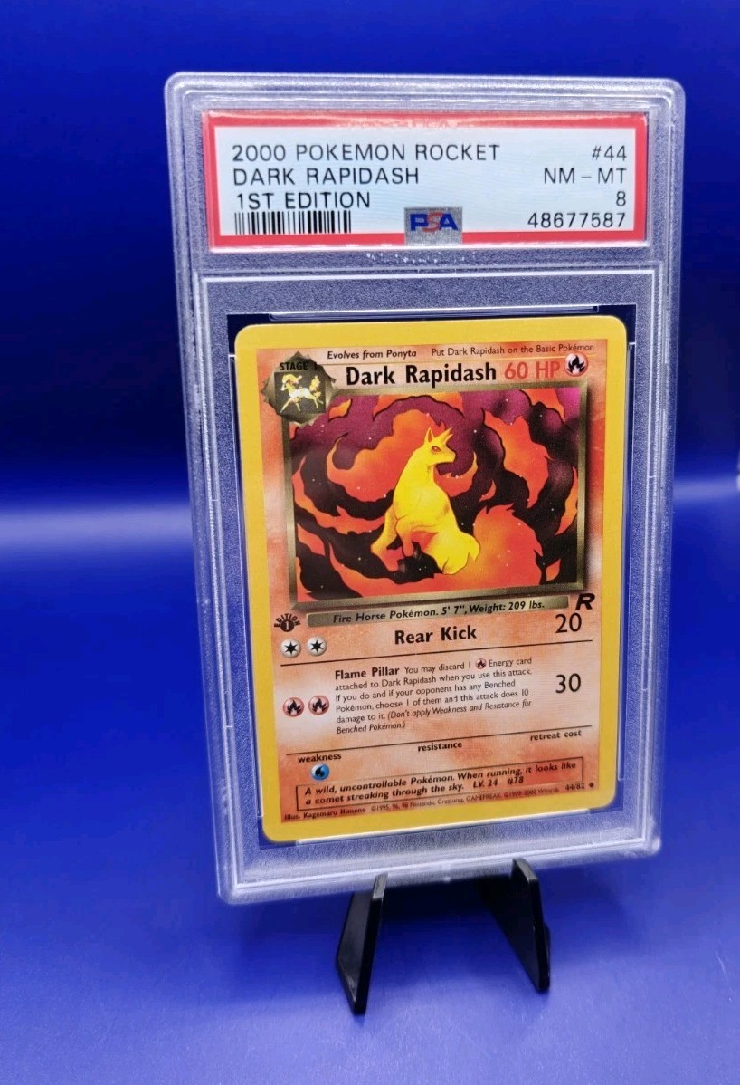 Dark Rapidash 44/82 1st Edition Team Rocket Pokemon Card TCG 2000 Graded PSA 8